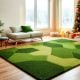 Handcrafted Green Geometric Modern Living Room Rug
